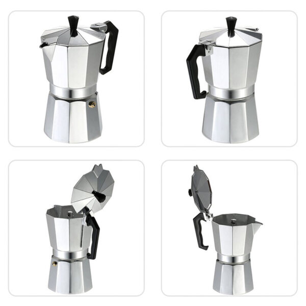 Bình pha cà phê moka pot hợp kim nhôm hình bát giác cực đẹp - Hình ảnh 2