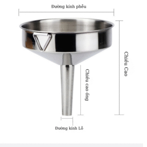 Phễu Inox Tròn Nhà Bếp Loại Lớn – Lọc Dầu, Chất Lỏng, Rượu | An Toàn – Bền Bỉ – Đa Năng